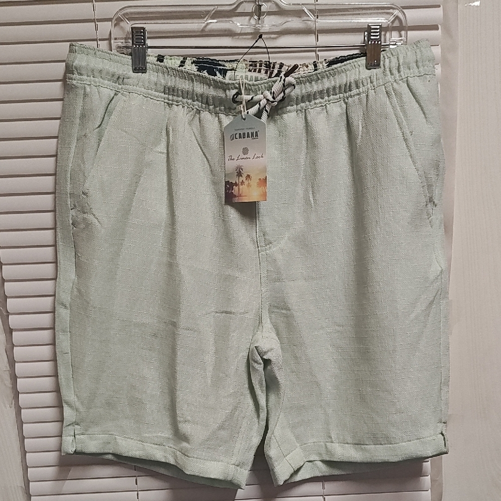 Cabana Fashions Mint Green Men's Flat Front Shorts